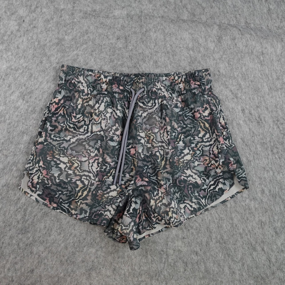 Athleta Shorts Women Small Gray Pink Abstract Crossroads Run Gym Workout 3.5"